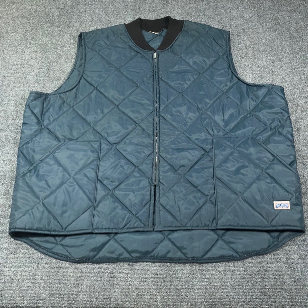 VTG Big Smith Quilted Utility Vest Mens 4XL Full Zip Workwear Blue GorpCore 80's